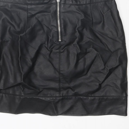 Dorothy Perkins Womens Black Polyurethane Mini Skirt Size 8 Zip