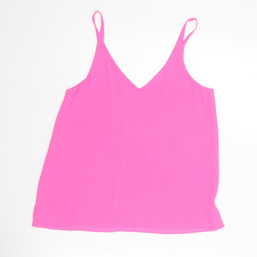Topshop Womens Pink Polyester Camisole Tank Size 8 V-Neck