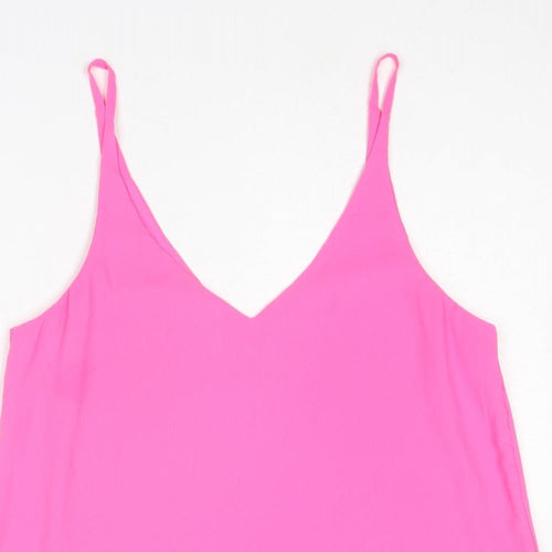 Topshop Womens Pink Polyester Camisole Tank Size 8 V-Neck