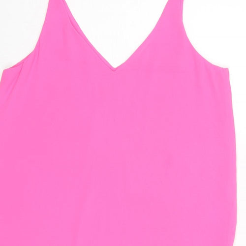 Topshop Womens Pink Polyester Camisole Tank Size 8 V-Neck