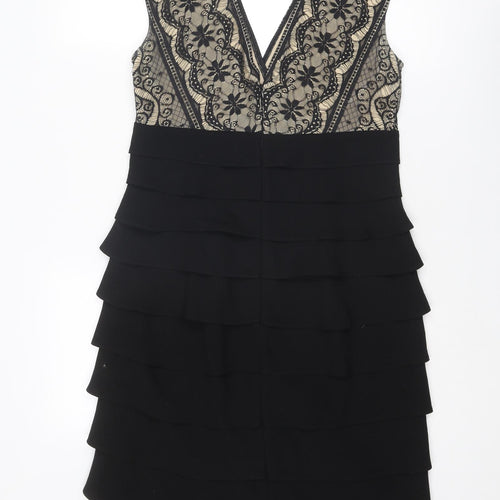 Eliza J Womens Black Polyester Shift Size 12 V-Neck Zip - Lace Details