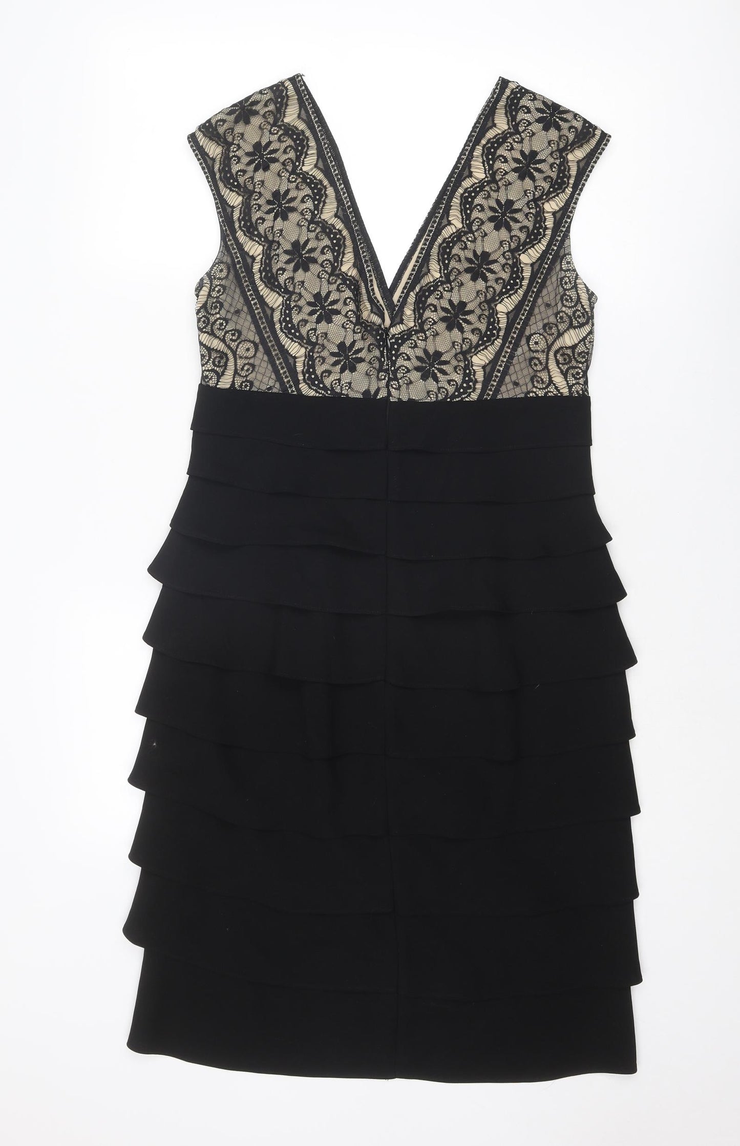 Eliza J Womens Black Polyester Shift Size 12 V-Neck Zip - Lace Details