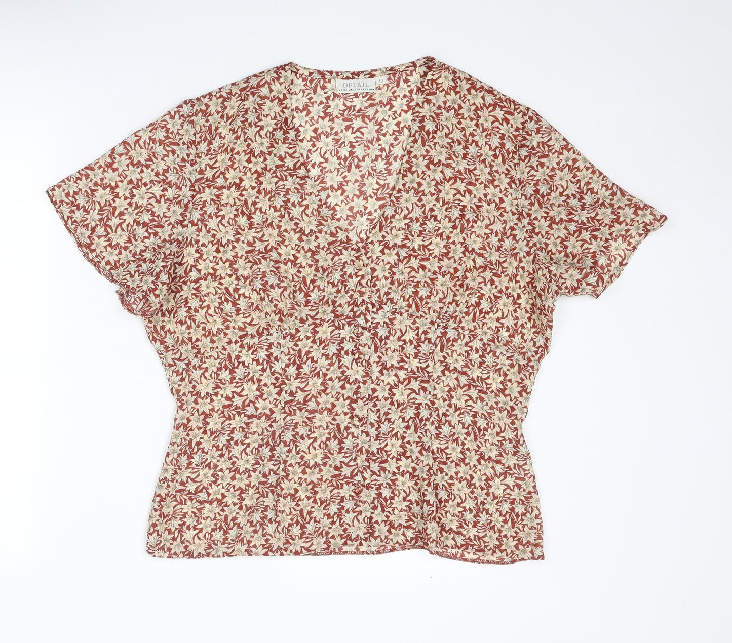 Details Womens Multicoloured Floral Polyester Basic Blouse Size 18 V-Neck