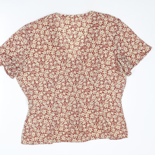 Details Womens Multicoloured Floral Polyester Basic Blouse Size 18 V-Neck