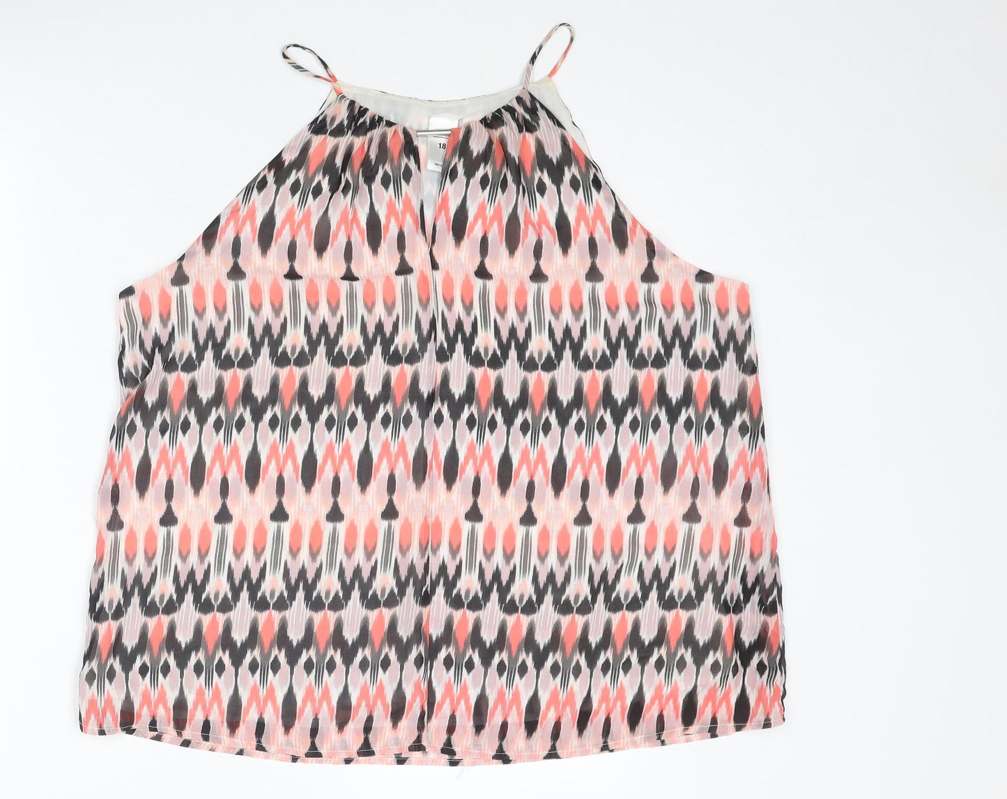 Now Womens Multicoloured Geometric Polyester Camisole Tank Size 18 Round Neck