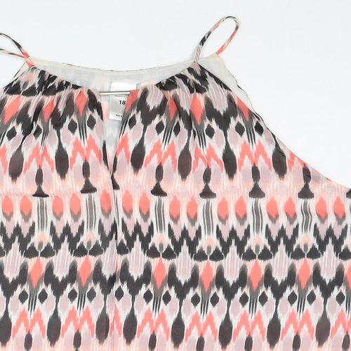 Now Womens Multicoloured Geometric Polyester Camisole Tank Size 18 Round Neck