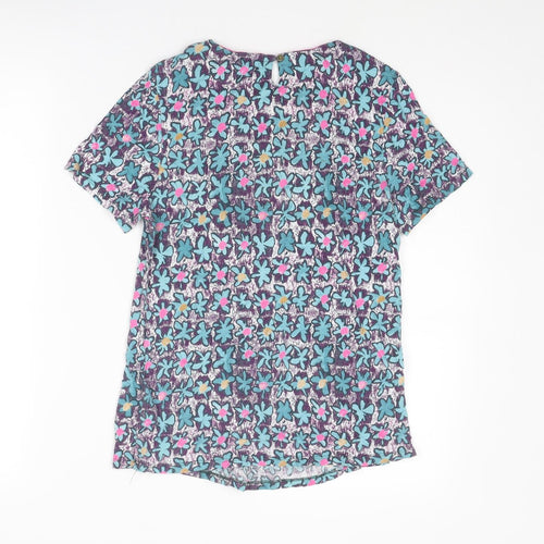 White Stuff Womens Multicoloured Geometric Modal Basic Blouse Size 10 Boat Neck