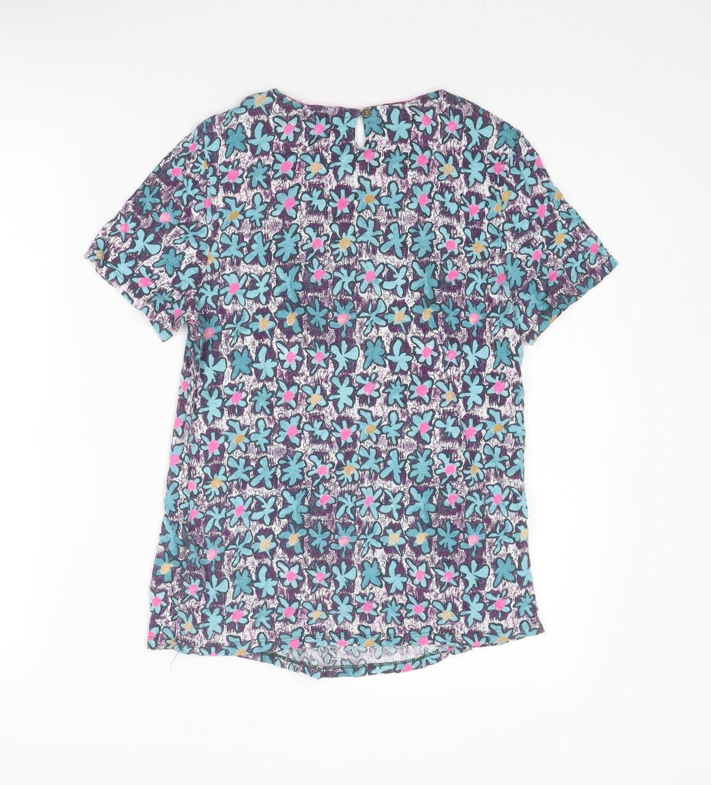 White Stuff Womens Multicoloured Geometric Modal Basic Blouse Size 10 Boat Neck