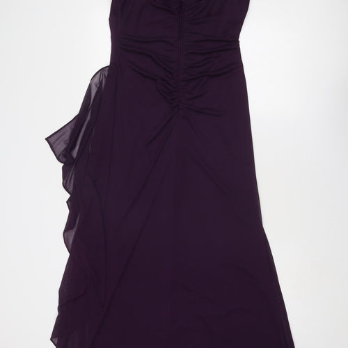 R&M Richards Womens Purple Polyester A-Line Size 12 Round Neck Zip