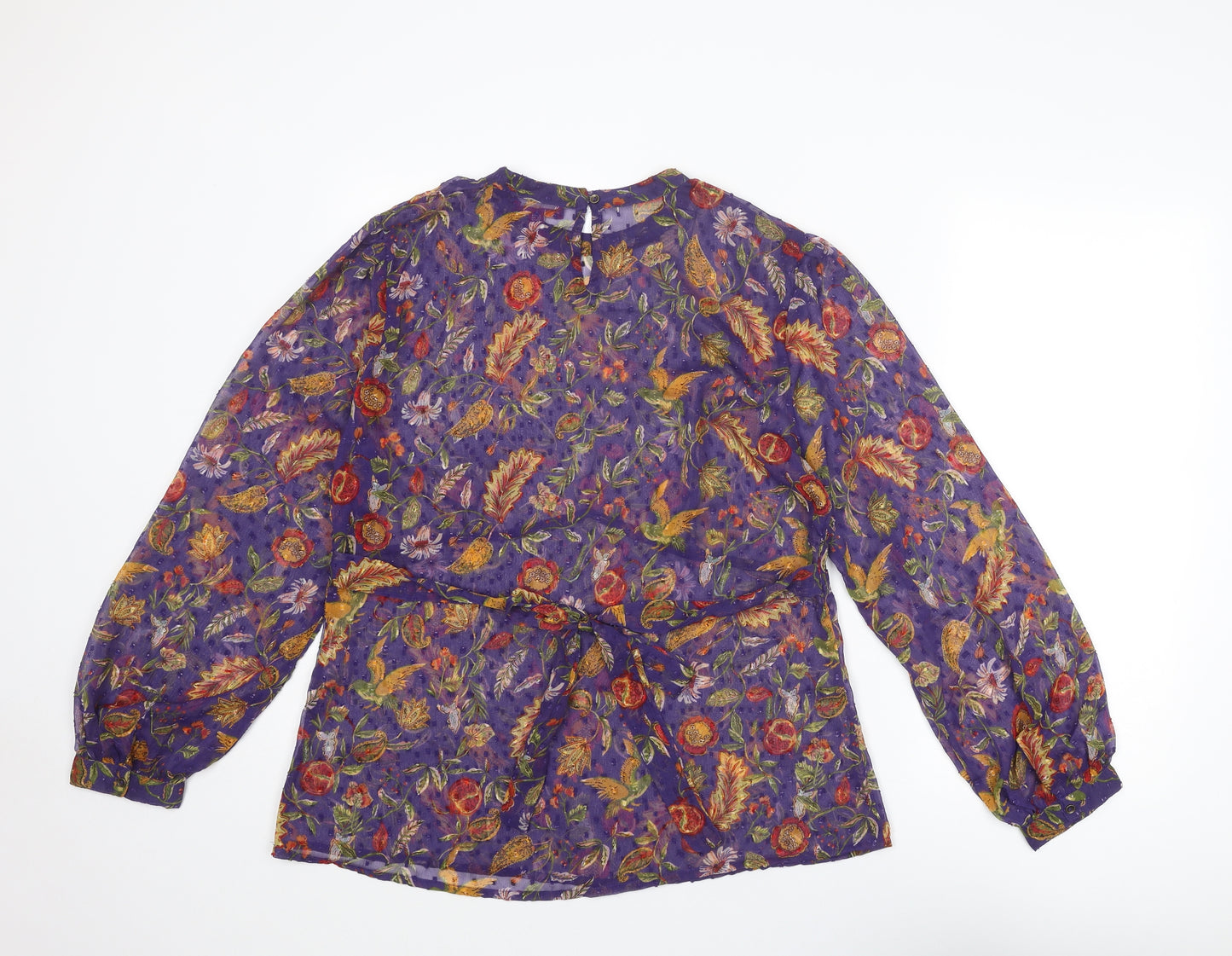 Joe Browns Womens Multicoloured Floral Polyester Basic Blouse Size 16 Round Neck