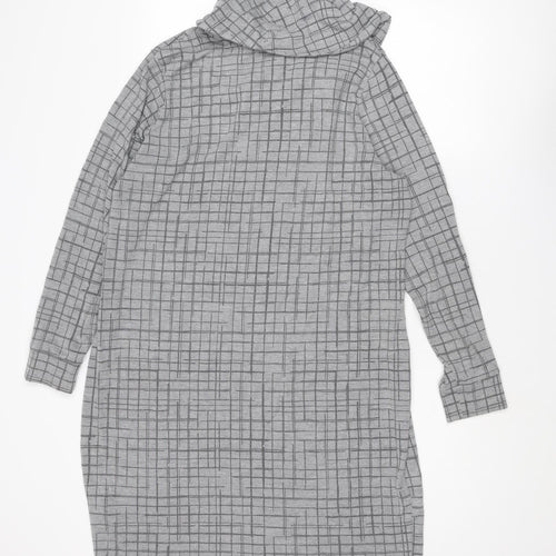 Marks and Spencer Womens Grey Geometric Polyester Jumper Dress Size 20 Cowl Neck Pullover