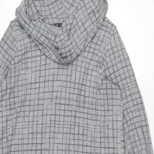 Marks and Spencer Womens Grey Geometric Polyester Jumper Dress Size 20 Cowl Neck Pullover