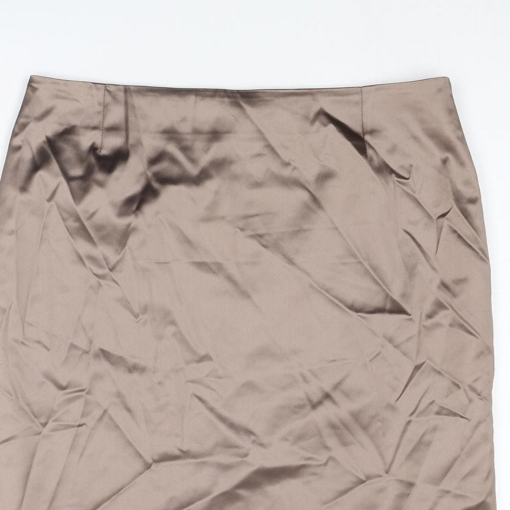 Coast Womens Brown Polyester Straight & Pencil Skirt Size 14 Zip