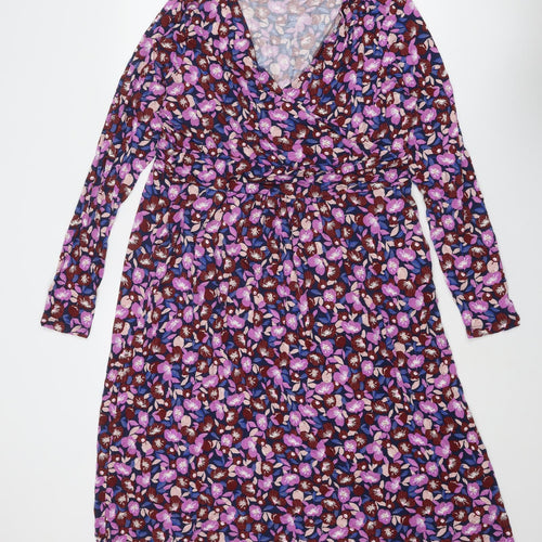 Boden Womens Multicoloured Floral Viscose A-Line Size 20 V-Neck Pullover