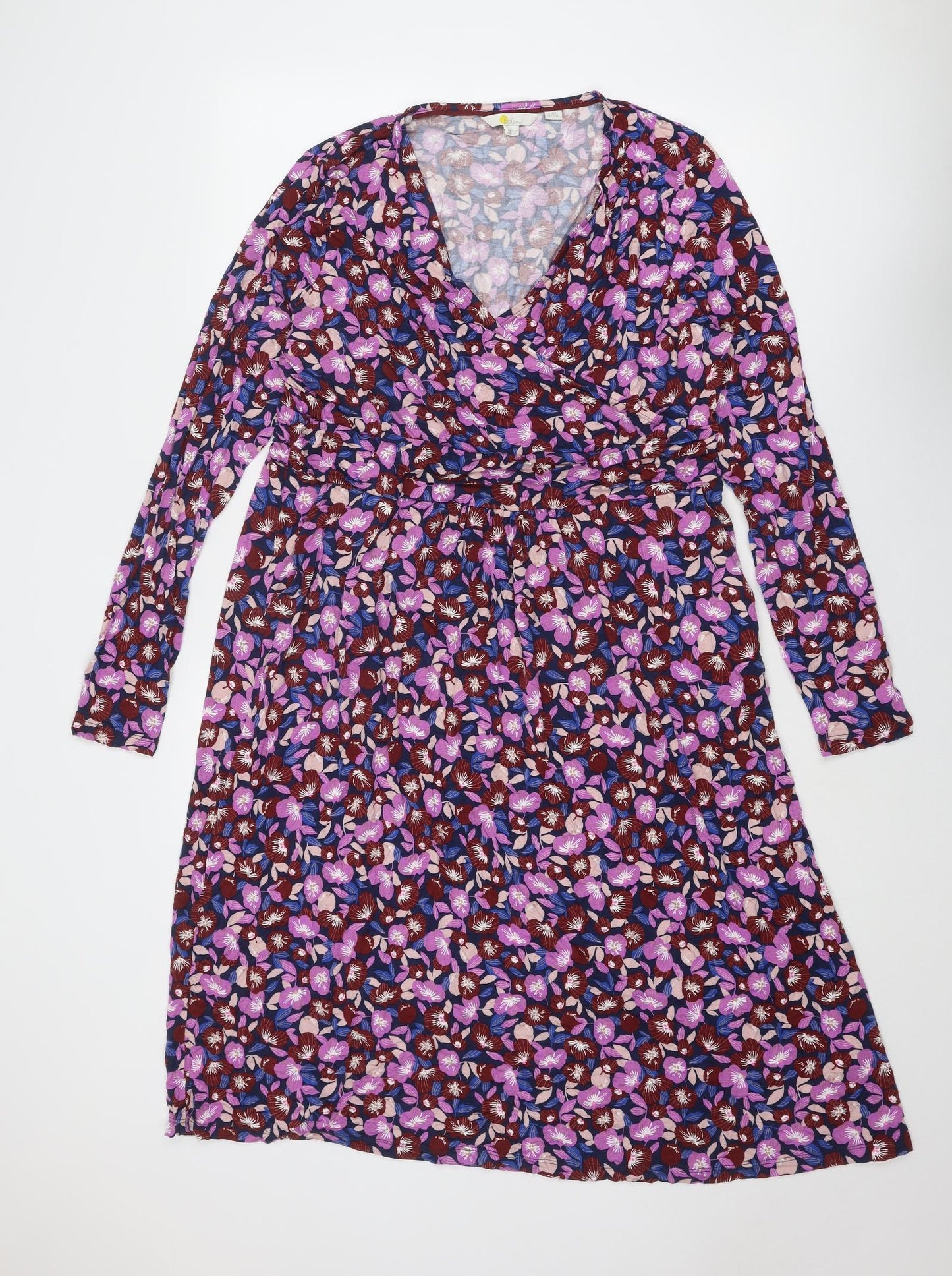 Boden Womens Multicoloured Floral Viscose A-Line Size 20 V-Neck Pullover