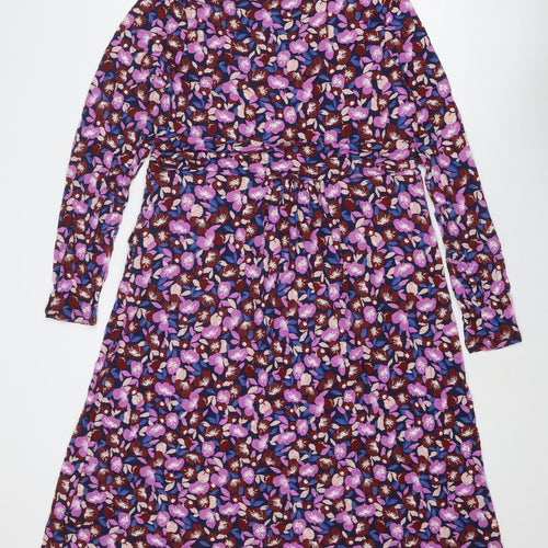 Boden Womens Multicoloured Floral Viscose A-Line Size 20 V-Neck Pullover