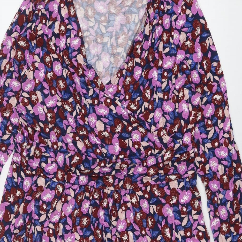 Boden Womens Multicoloured Floral Viscose A-Line Size 20 V-Neck Pullover