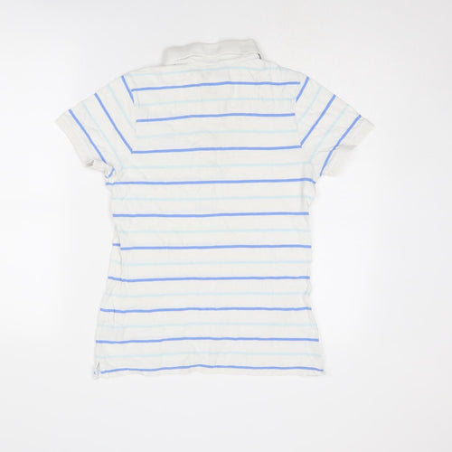 Crew Clothing Womens White Striped Cotton Basic Polo Size 10 Collared