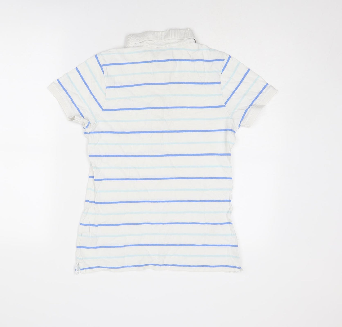 Crew Clothing Womens White Striped Cotton Basic Polo Size 10 Collared