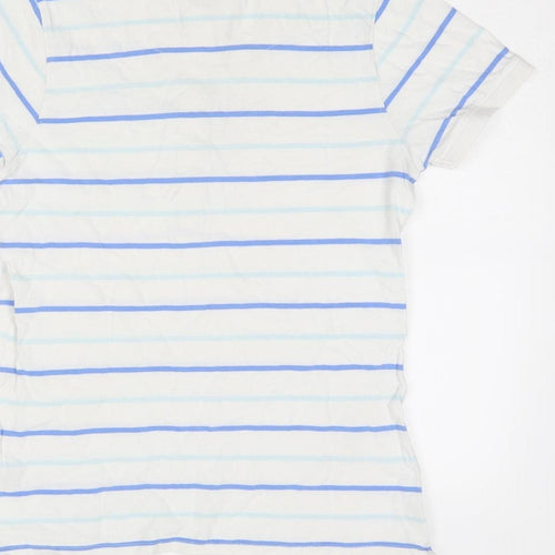 Crew Clothing Womens White Striped Cotton Basic Polo Size 10 Collared