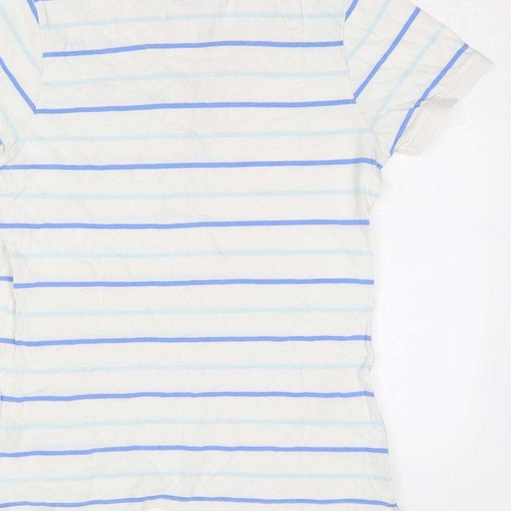 Crew Clothing Womens White Striped Cotton Basic Polo Size 10 Collared