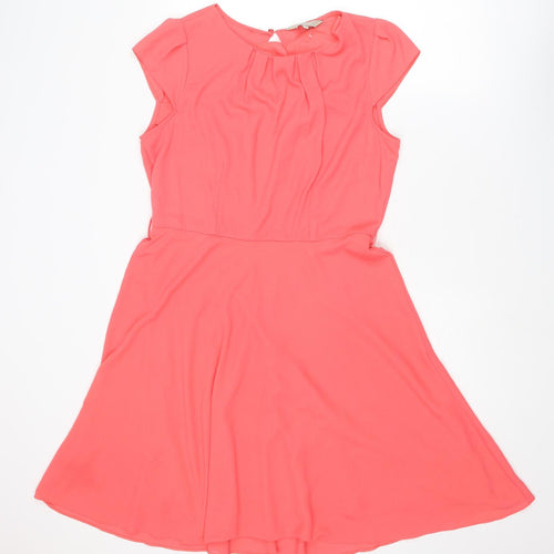 Dorothy Perkins Womens Pink Polyester A-Line Size 14 Round Neck Zip