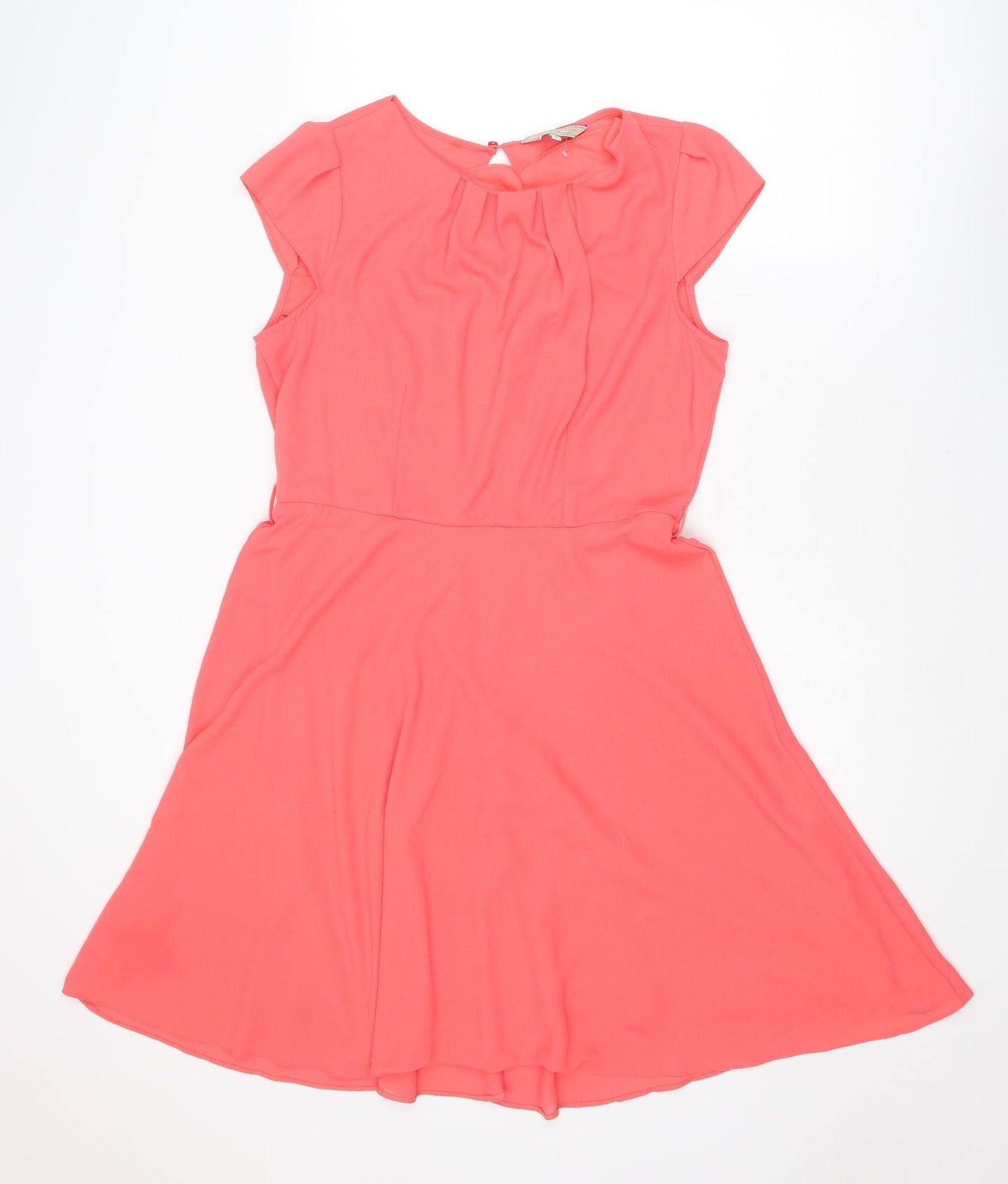 Dorothy Perkins Womens Pink Polyester A-Line Size 14 Round Neck Zip