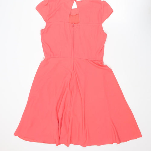 Dorothy Perkins Womens Pink Polyester A-Line Size 14 Round Neck Zip