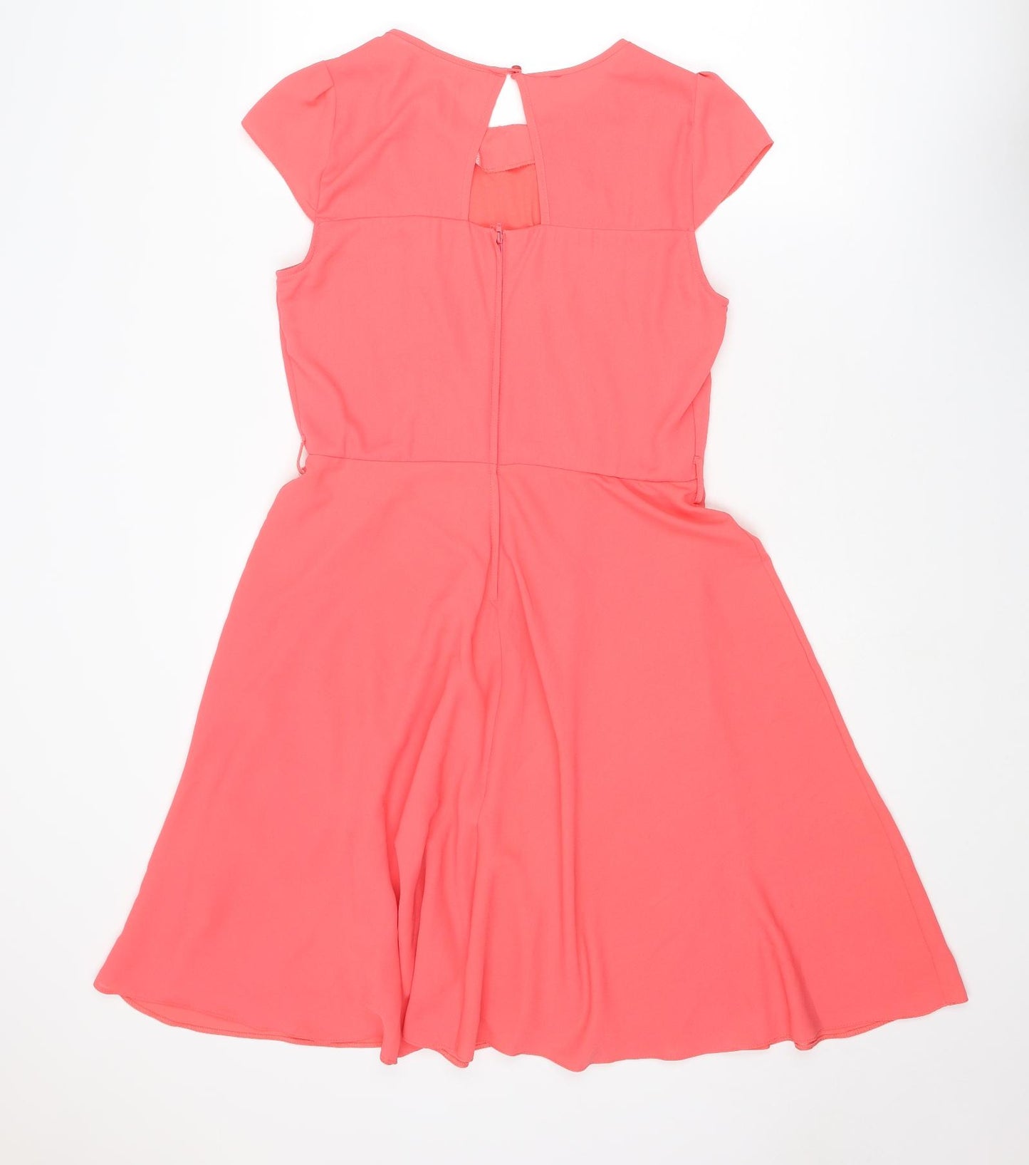 Dorothy Perkins Womens Pink Polyester A-Line Size 14 Round Neck Zip