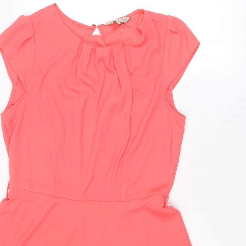 Dorothy Perkins Womens Pink Polyester A-Line Size 14 Round Neck Zip