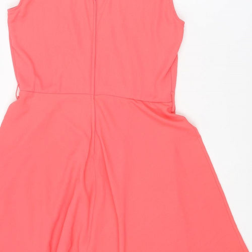 Dorothy Perkins Womens Pink Polyester A-Line Size 14 Round Neck Zip