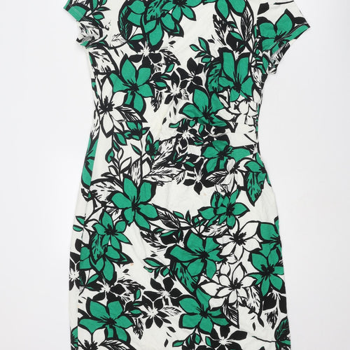 Roman Womens Multicoloured Floral Viscose Pencil Dress Size 18 Boat Neck Pullover