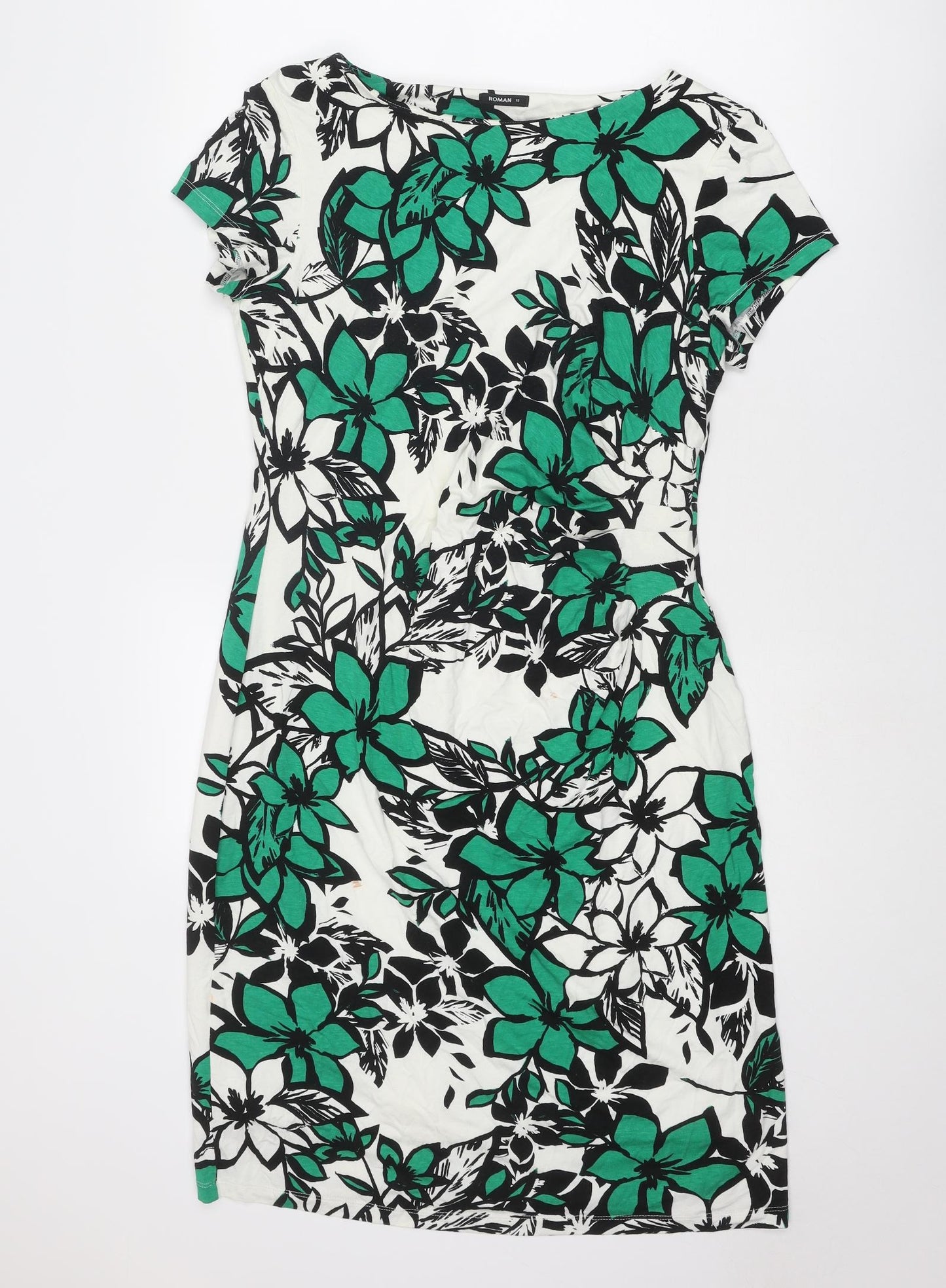 Roman Womens Multicoloured Floral Viscose Pencil Dress Size 18 Boat Neck Pullover