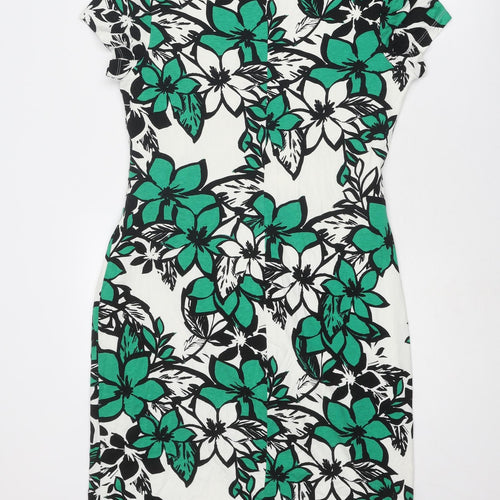 Roman Womens Multicoloured Floral Viscose Pencil Dress Size 18 Boat Neck Pullover