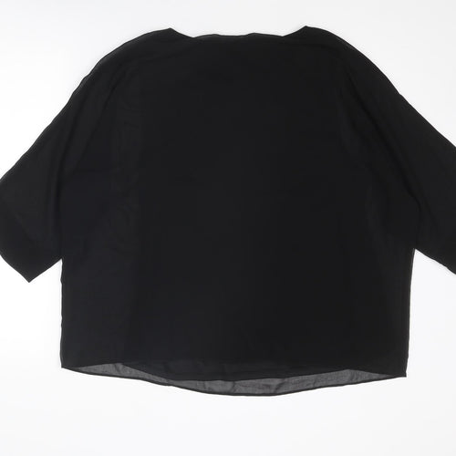 Roman Womens Black Polyester Basic Blouse Size 18 Round Neck - Star