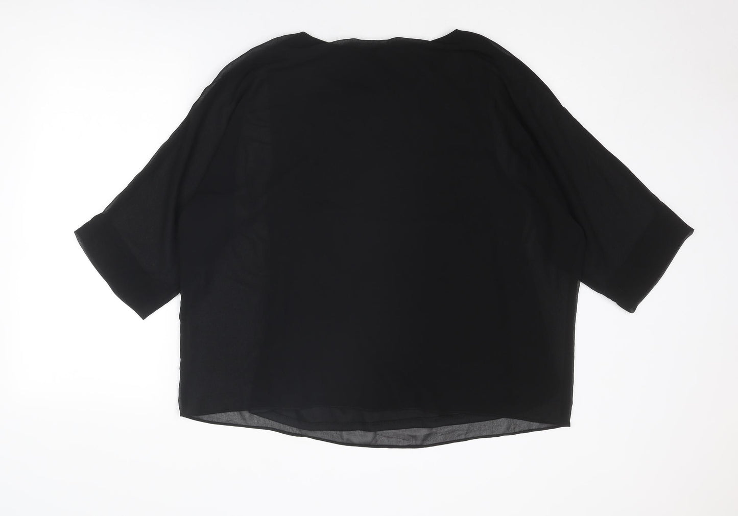 Roman Womens Black Polyester Basic Blouse Size 18 Round Neck - Star