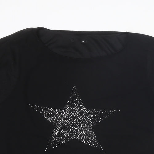 Roman Womens Black Polyester Basic Blouse Size 18 Round Neck - Star