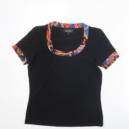 Clements Ribeiro Womens Black Polyester Basic T-Shirt Size 10 Scoop Neck