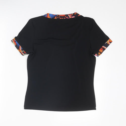 Clements Ribeiro Womens Black Polyester Basic T-Shirt Size 10 Scoop Neck