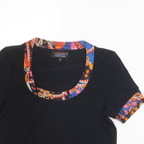 Clements Ribeiro Womens Black Polyester Basic T-Shirt Size 10 Scoop Neck