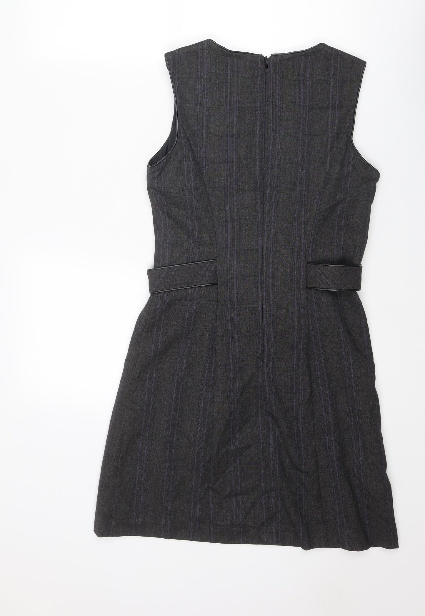 NEXT Womens Grey Striped Polyester Pencil Dress Size 8 Boat Neck Zip