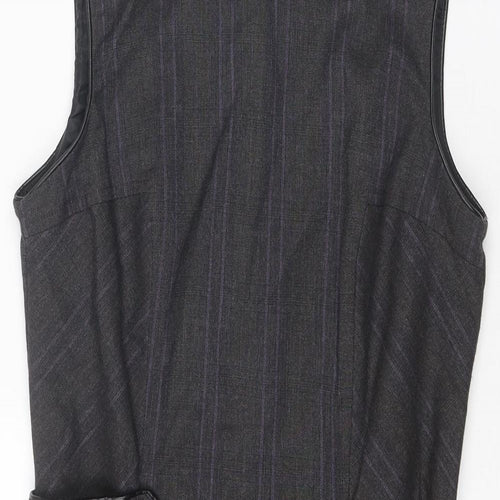 NEXT Womens Grey Striped Polyester Pencil Dress Size 8 Boat Neck Zip