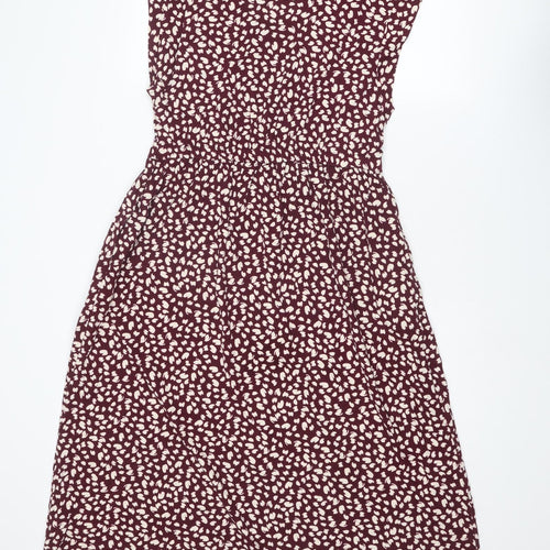 NEXT Womens Red Geometric Cotton A-Line Size 10 Round Neck Pullover