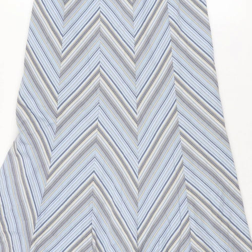 Viyella Womens Blue Striped Polyester Swing Skirt Size 14 Zip