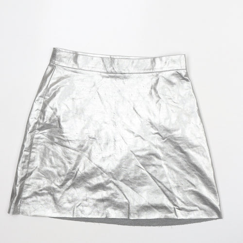 VERO MODA Womens Silver Polyester A-Line Skirt Size XS Zip