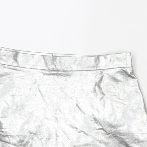 VERO MODA Womens Silver Polyester A-Line Skirt Size XS Zip