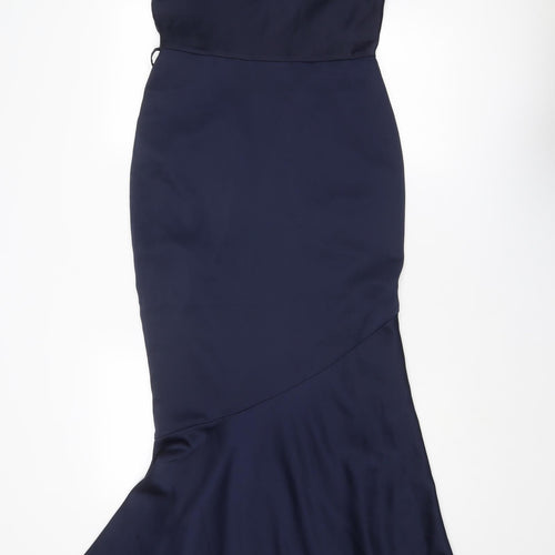 Oasis Womens Blue Polyester Ball Gown Size 10 Off the Shoulder Zip