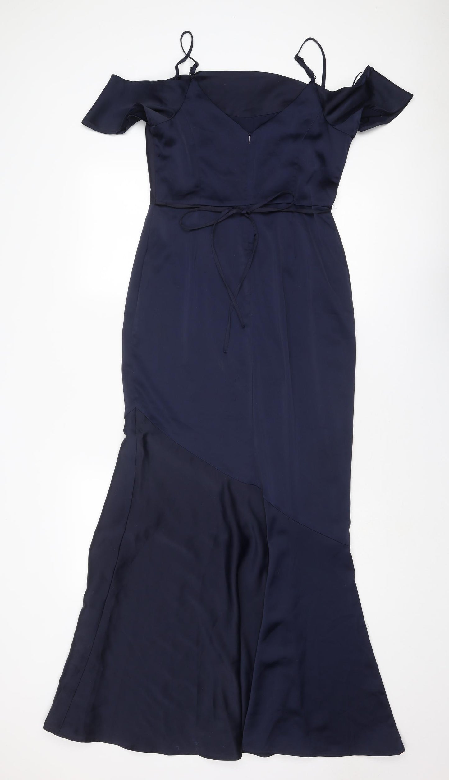 Oasis Womens Blue Polyester Ball Gown Size 10 Off the Shoulder Zip