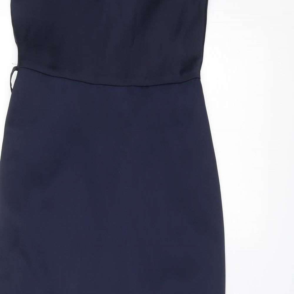 Oasis Womens Blue Polyester Ball Gown Size 10 Off the Shoulder Zip