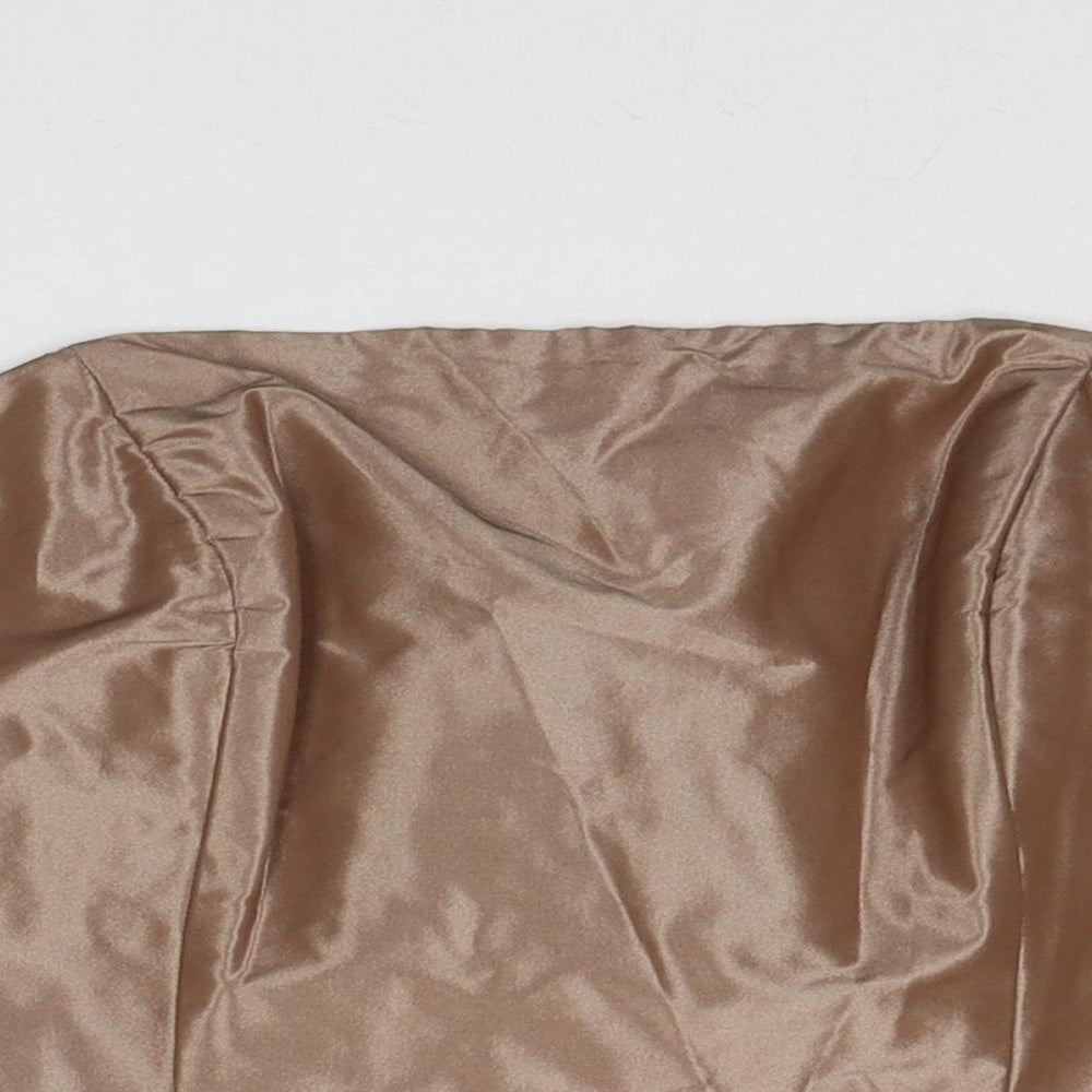 Vera Mont Womens Brown Polyester Cropped Tank Size 12 Off the Shoulder